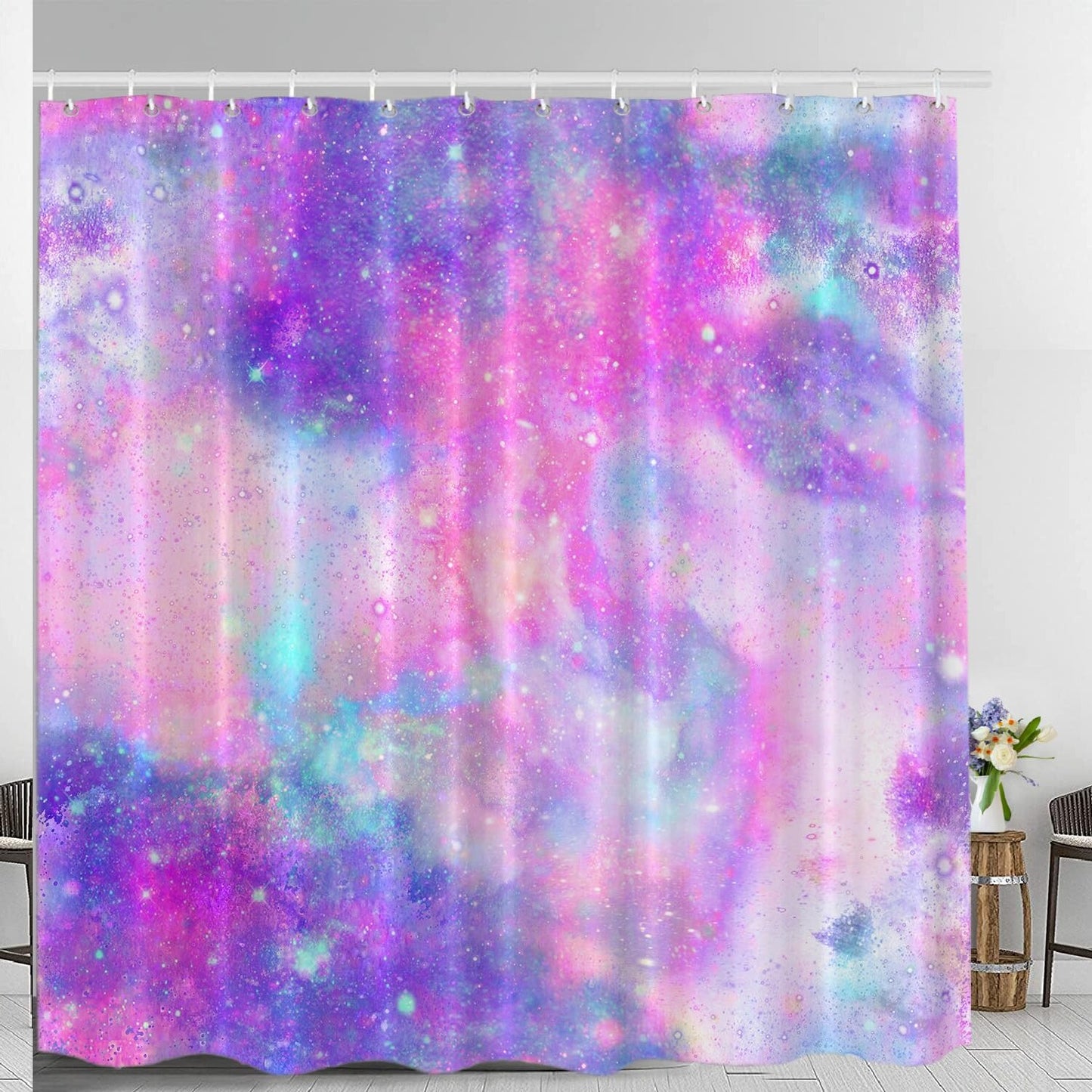 Pink Purple Galaxy Shower Curtain 72x72 inches