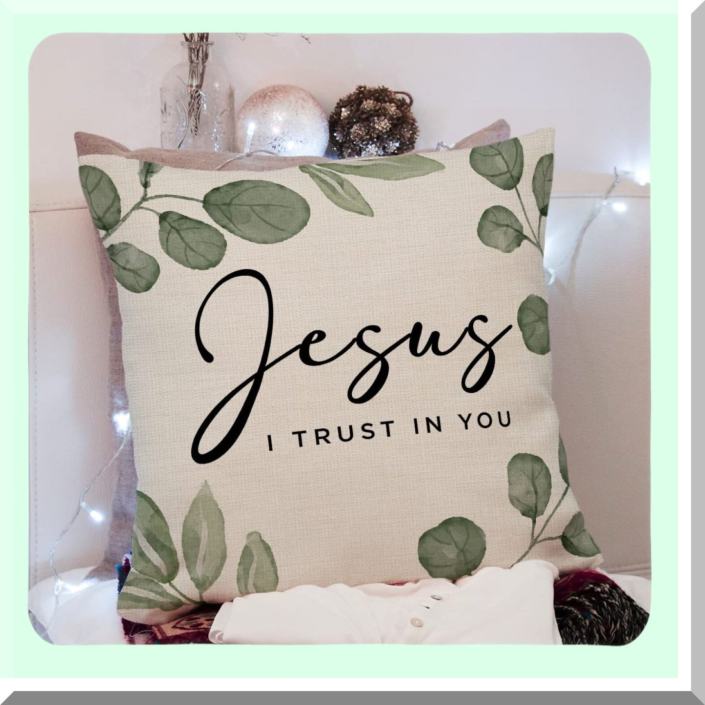 Faithful Blessing Scripture Pillow - Trust in Jesus Quote - Church Gift - Bible Verse Decor - Sofa Bed Living Room Decoration - 18x18 Inch