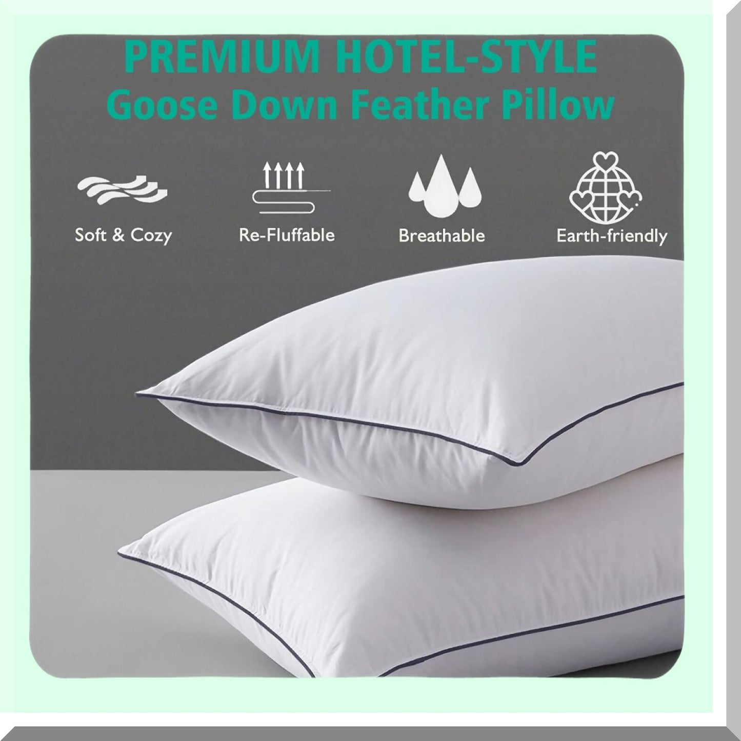 Luxury Down Comfort Pillow - Premium Cotton Insert for Stomach/Back Sleepers - Hotel Quality Soft Bed Pillow - Single Pack Standard Size