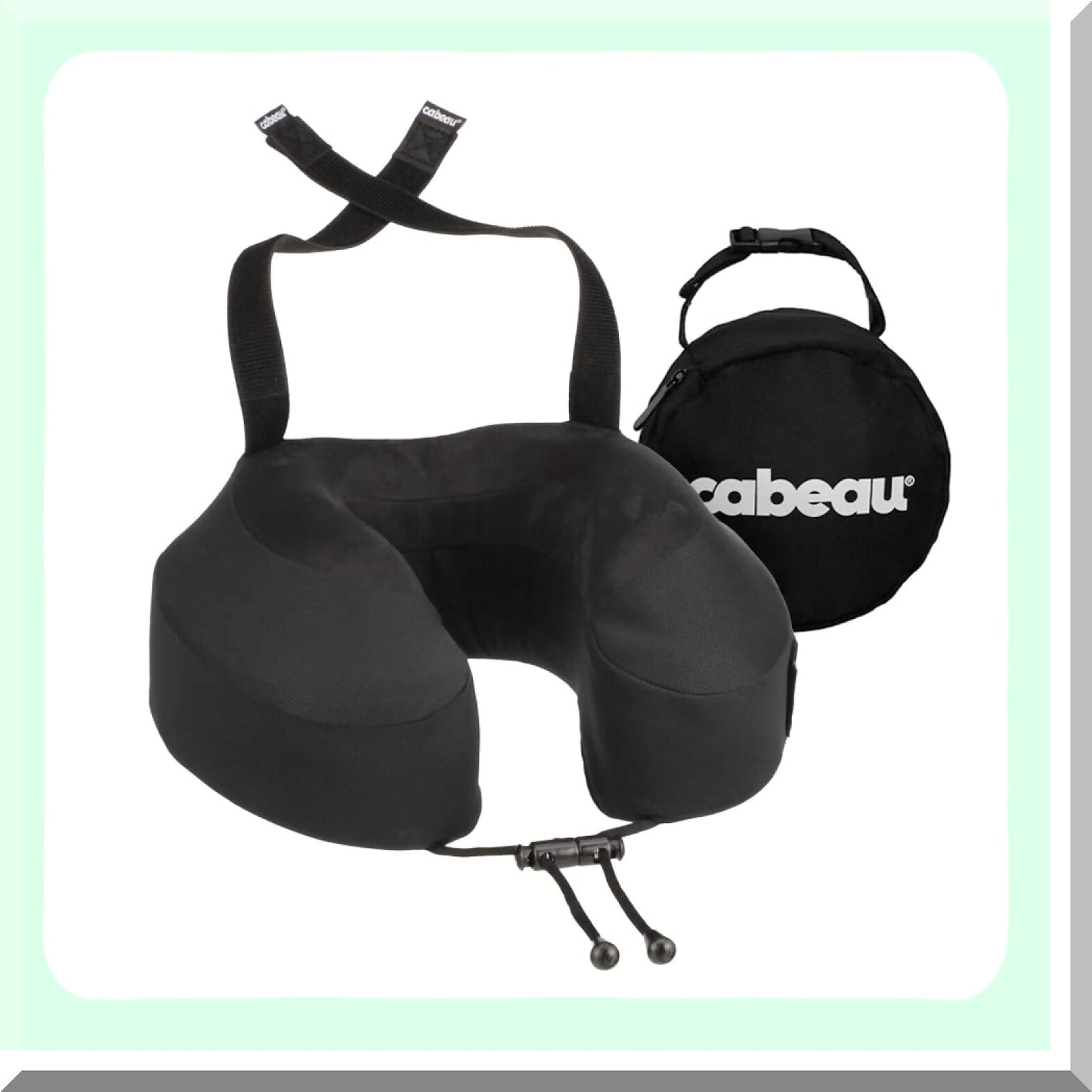 TravelEase MemoryFoam Neck Pillow - Evolutionary S3 Support with Adjustable Clasp & Seat Strap. On-The-Go Comfort for Airplane, Train, Car. Jet Black Carry Case.