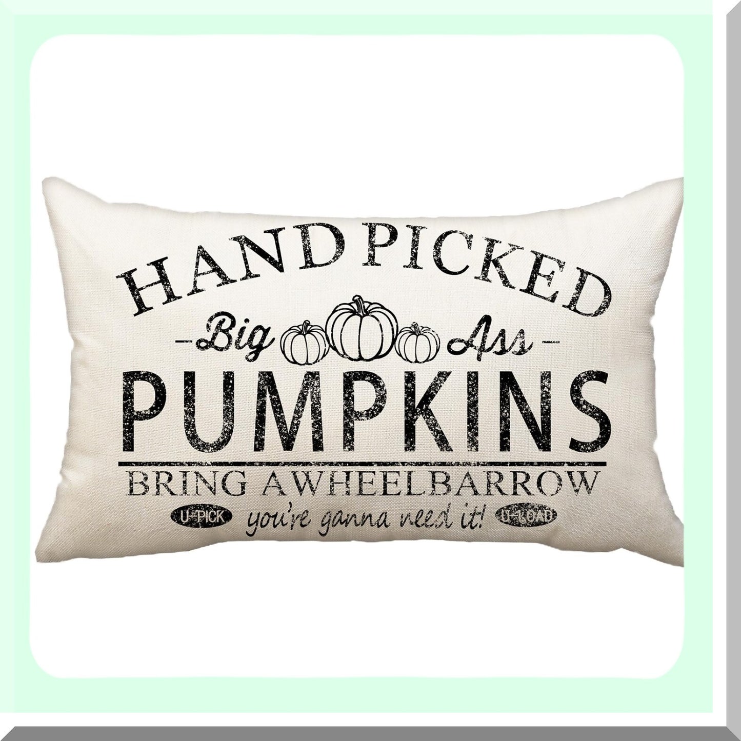 Pumpkin Harvest Lumbar Pillow Cover - Fall Farmhouse Decor - Outdoor Decorative Cushion Case - 12x20 Inch Throw Pillow - Autumn Home Decor - Couch Pillow