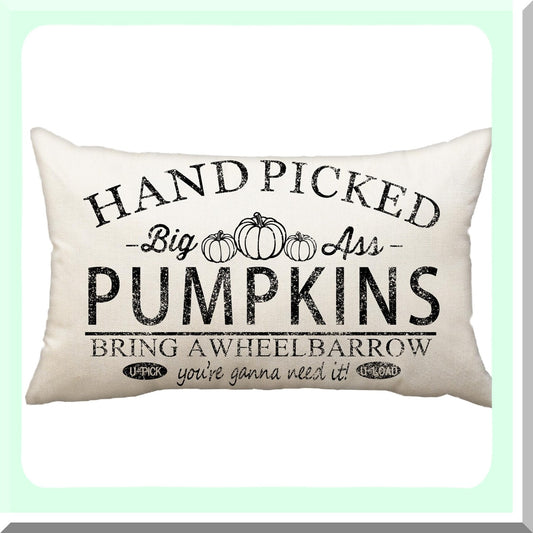 Pumpkin Harvest Lumbar Pillow Cover - Fall Farmhouse Decor - Outdoor Decorative Cushion Case - 12x20 Inch Throw Pillow - Autumn Home Decor - Couch Pillow