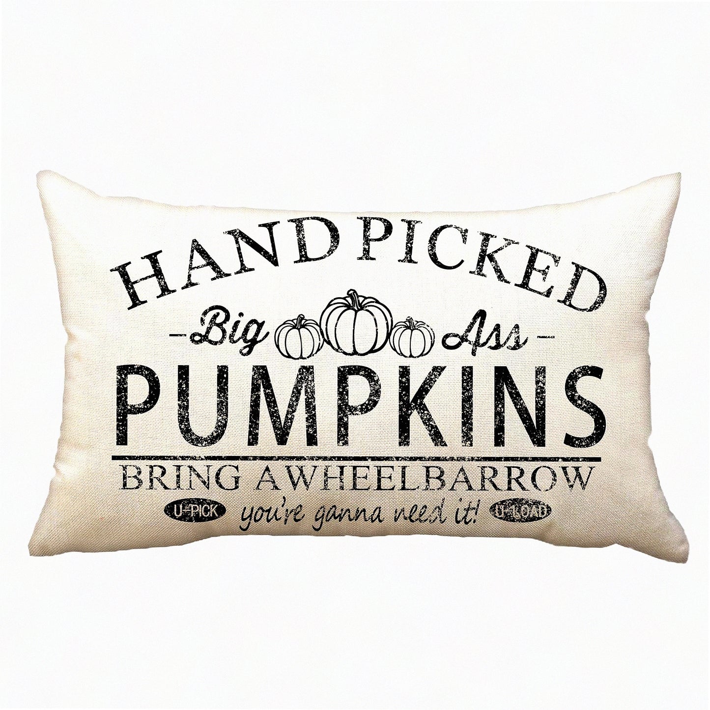 Pumpkin Harvest Lumbar Pillow Cover - Fall Farmhouse Decor - Outdoor Decorative Cushion Case - 12x20 Inch Throw Pillow - Autumn Home Decor - Couch Pillow