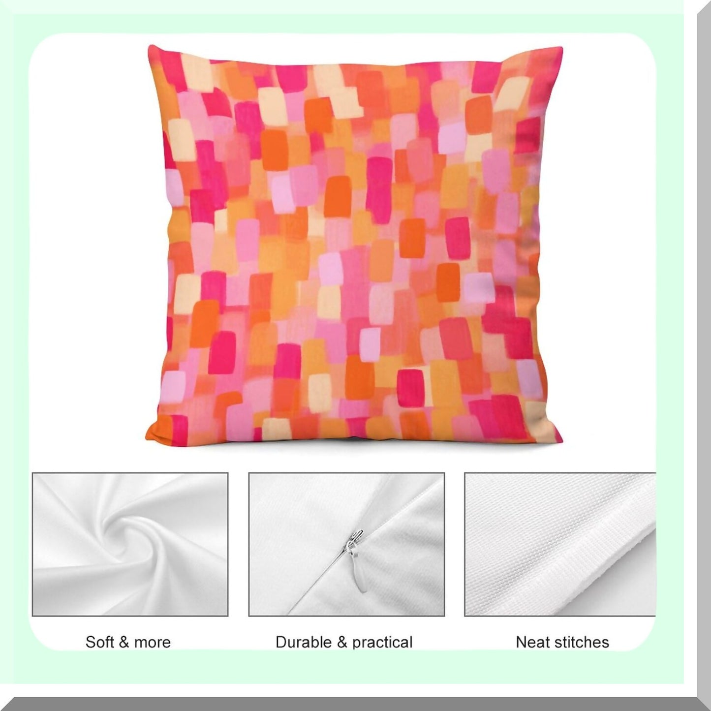 Retro 70s Aesthetic Brushstroke Pillow Covers - Set of 2 | Pink Orange Throw Pillowcase for Living Room, Bed, Couch, Sofa | Trendy Funky Home Decor - 18"X18" Cozy Cushion Cover for Dorm College