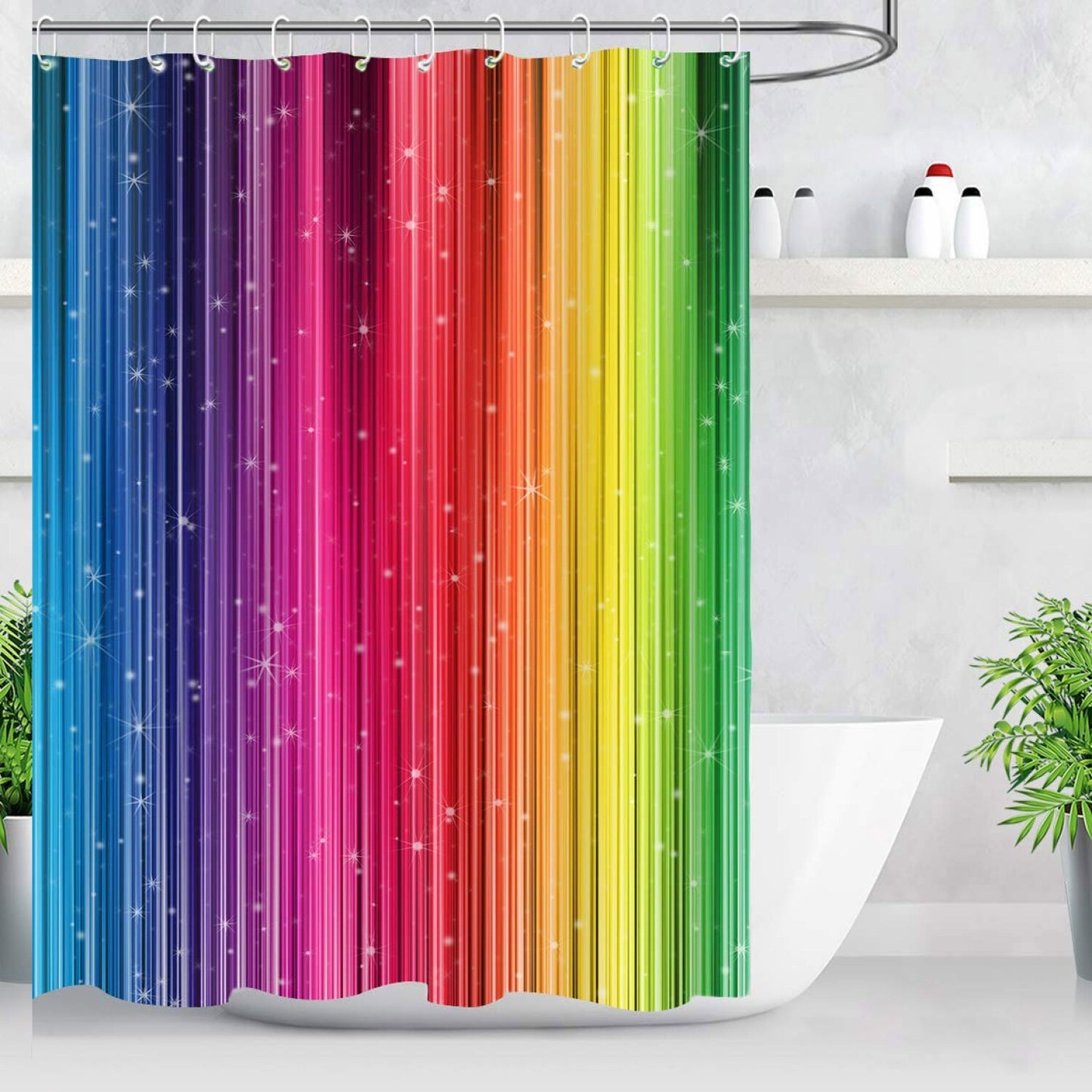 Watercolor Rainbow Pattern Shower Curtain 60W x 72L