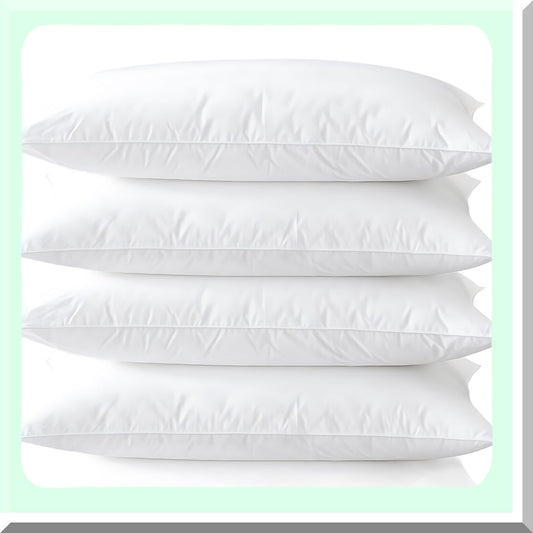 CozyDreams Plush Pillow Set - 4 Pack Standard Size 20"x26" for Stomach & Back Sleepers, Hypoallergenic Down Alternative Filling, Machine Washable