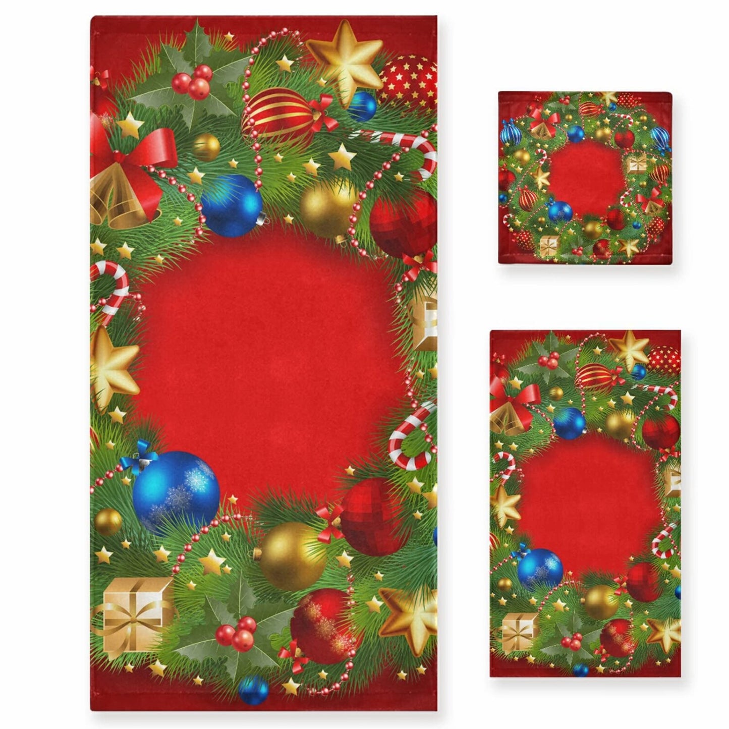 Red Bathroom Towels Set of 3