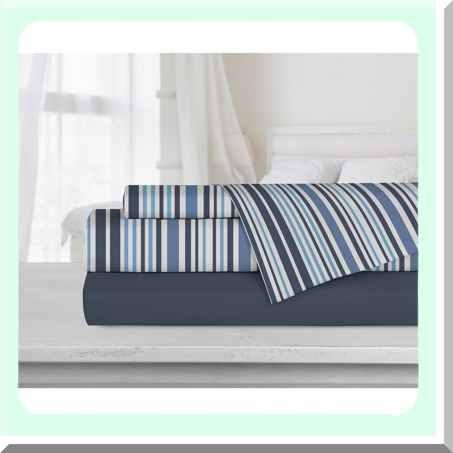 Breathable Hotel Comfort Queen Bedding Set - Cozy Microfiber Sheets & Pillowcases, Deep Pockets, Wrinkle & Fade Resistant - Navy Blue, 4 Piece