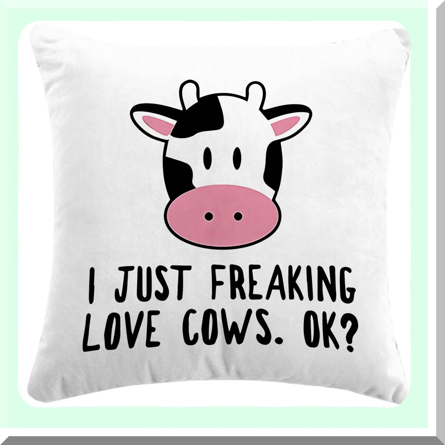 Funny Cow Love Throw Pillow Cover - Cute Cow Cushion for Home Decor - 18x18 Inch Sofa Bed Pillow - Gifts for Cow Lover Girls - Daughter Granddaughter White
