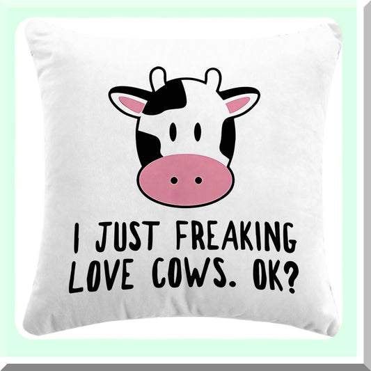 Funny Cow Love Throw Pillow Cover - Cute Cow Cushion for Home Decor - 18x18 Inch Sofa Bed Pillow - Gifts for Cow Lover Girls - Daughter Granddaughter White