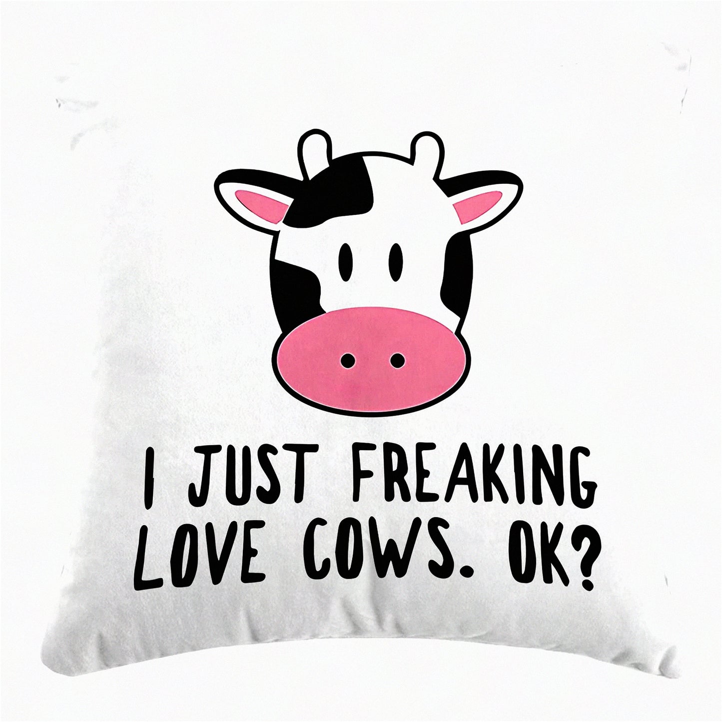 Funny Cow Love Throw Pillow Cover - Cute Cow Cushion for Home Decor - 18x18 Inch Sofa Bed Pillow - Gifts for Cow Lover Girls - Daughter Granddaughter White