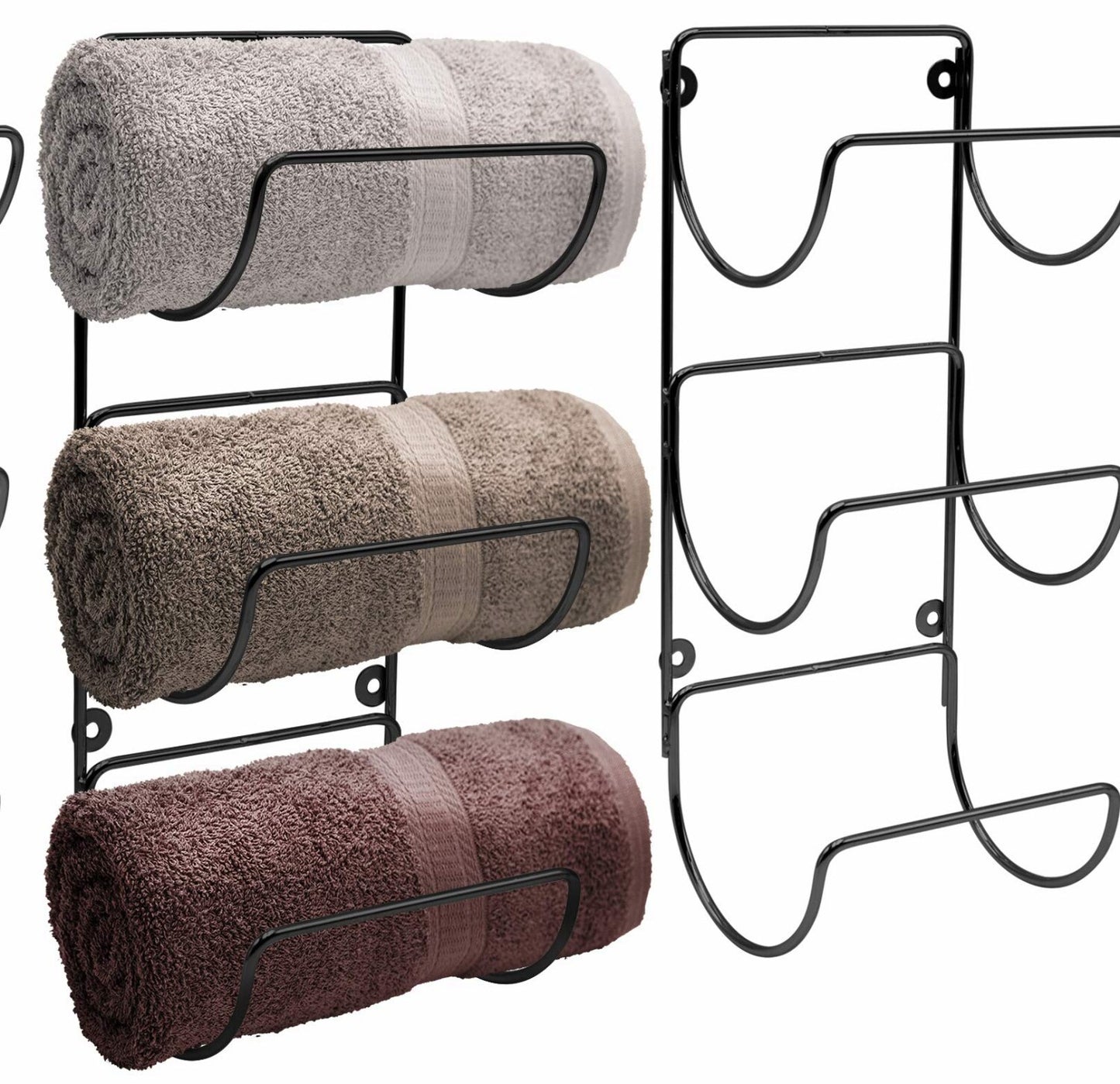 6-Level Wall Mounted Towel Rack Black