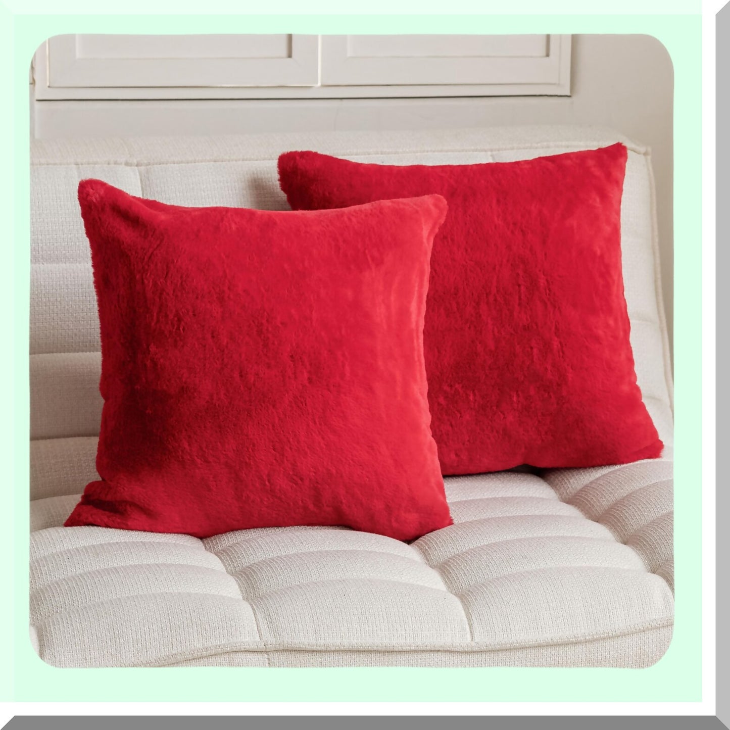 Fluffy Red New Year Decor Pillow Set - Soft Square Euro Shams for Couch & Bedroom - 26x26 Inch Accent Throw Pillows - Set of 2