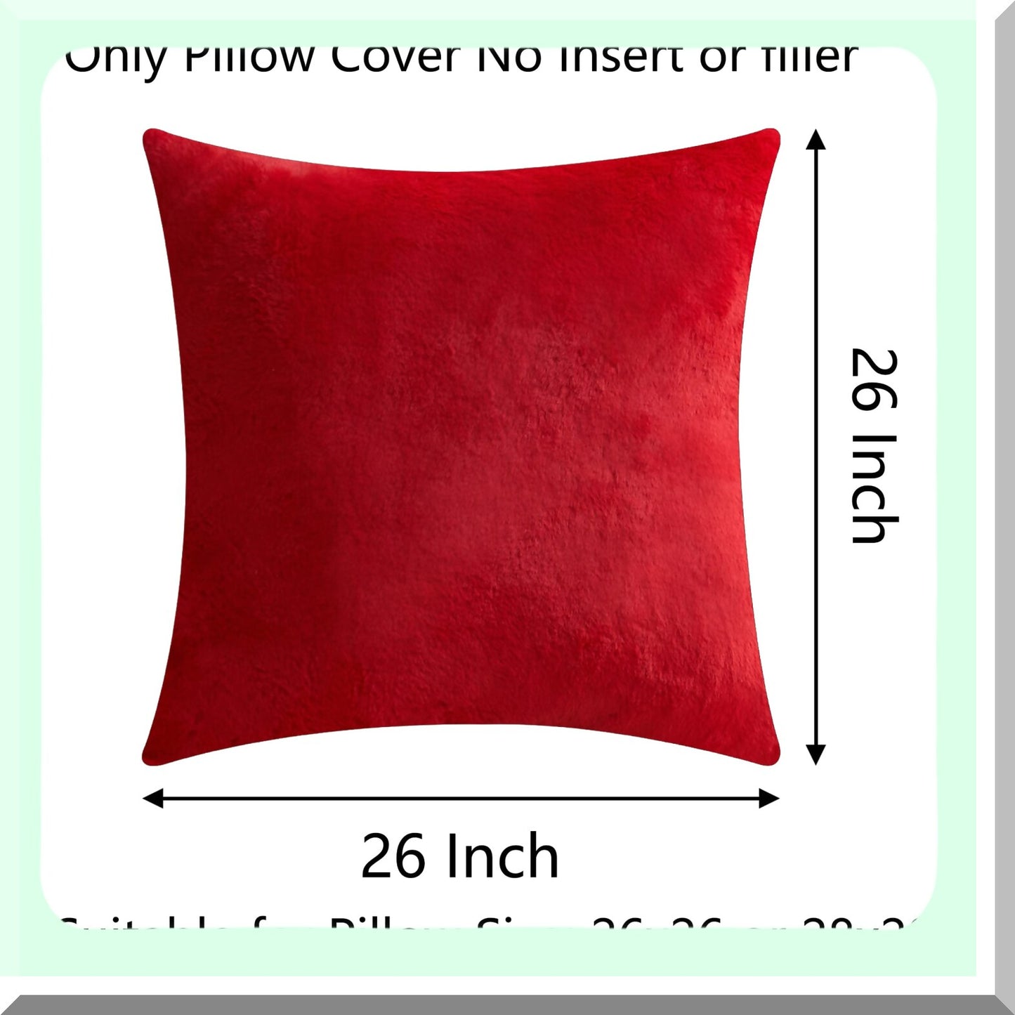 Fluffy Red New Year Decor Pillow Set - Soft Square Euro Shams for Couch & Bedroom - 26x26 Inch Accent Throw Pillows - Set of 2