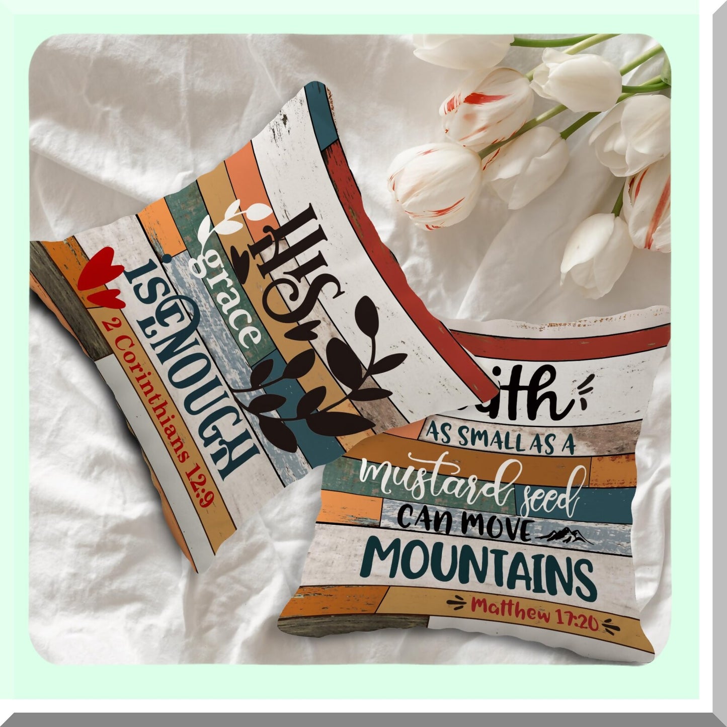 Christian Inspirations Flannel Pillowcase Set - Scripture Art Vintage Cushion Covers for Sofa, Couch, Bed - Church Gifts - 18x18 Inch, Pack of 4