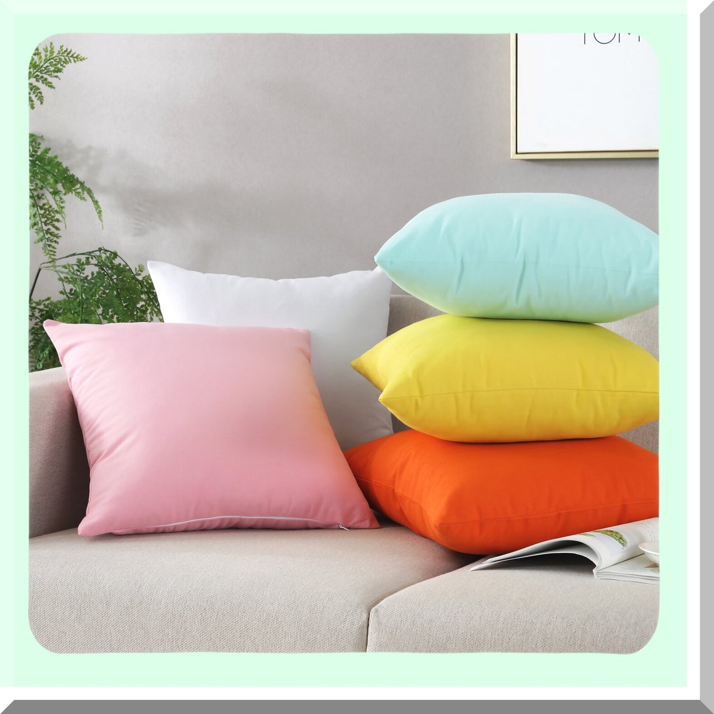 Cotton Canvas Square Pillow Covers - Hidden Zipper Closure - Solid Color Cushion Cases - Home Decor Set of 2 - White 26x26 Inches