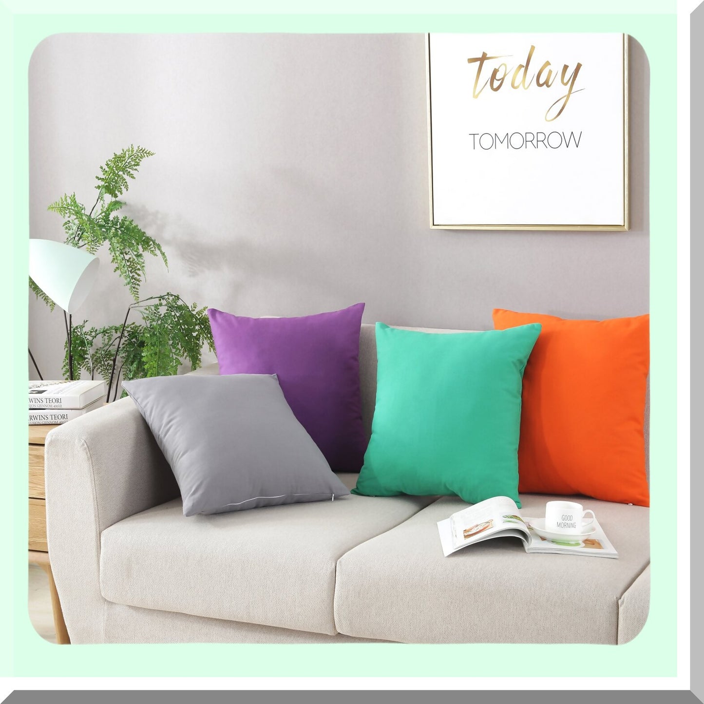 Cotton Canvas Square Pillow Covers - Hidden Zipper Closure - Solid Color Cushion Cases - Home Decor Set of 2 - White 26x26 Inches