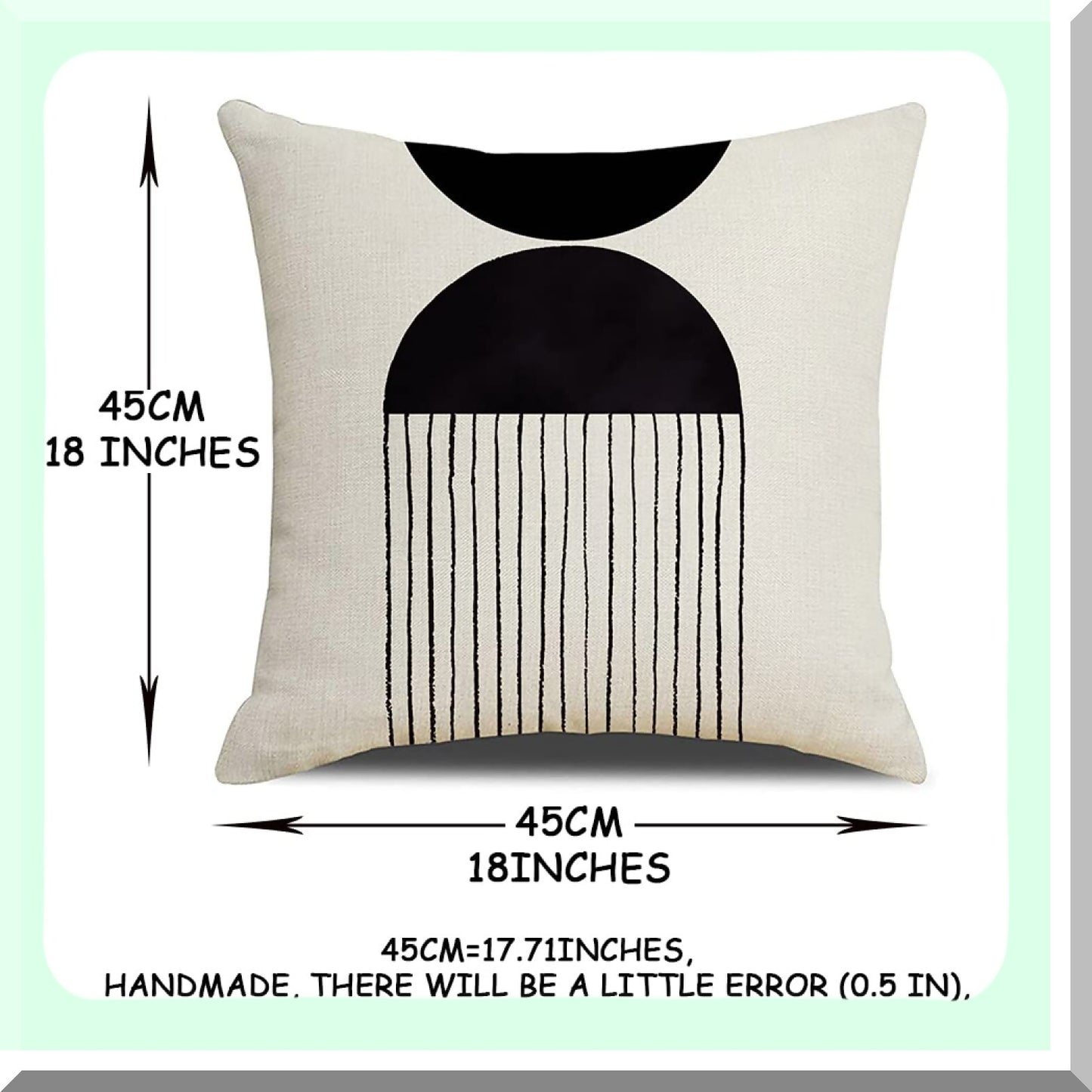 Sunburst Boho Pillow Covers Set - Mid Century Modern Decorative Cushion Cover 18x18 - Black and White Cotton Linen Throw Pillow with Zipper - Pack of 4
