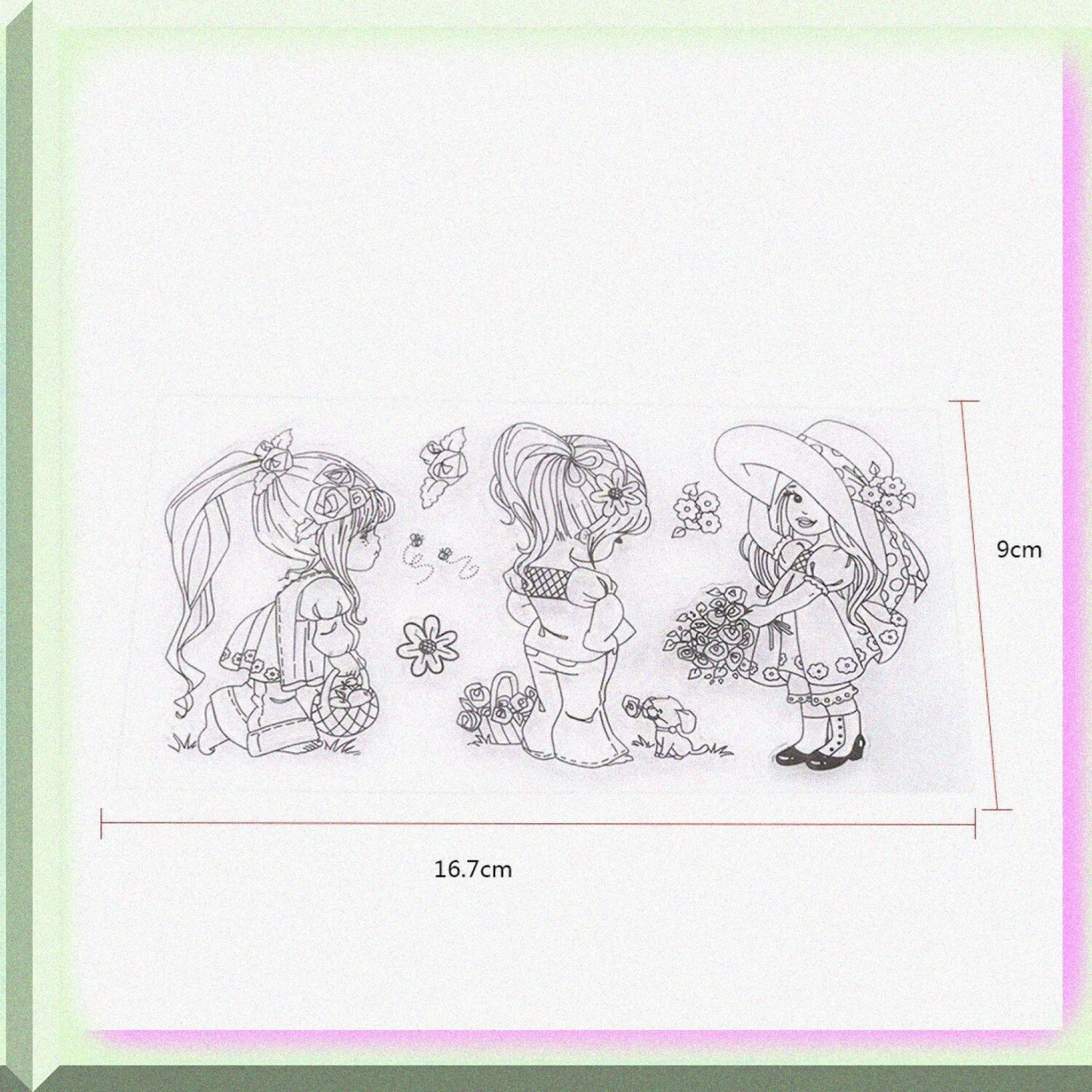 Silicone Stamp Set Cartoon Girl 16.7x9cm