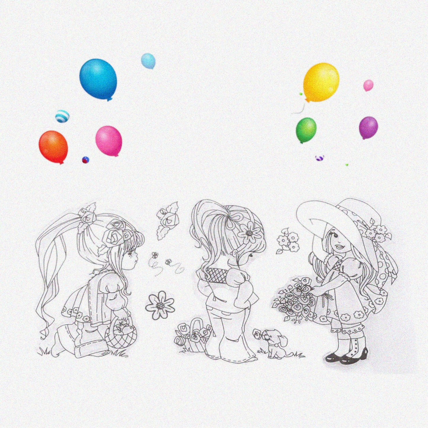 Silicone Stamp Set Cartoon Girl 16.7x9cm