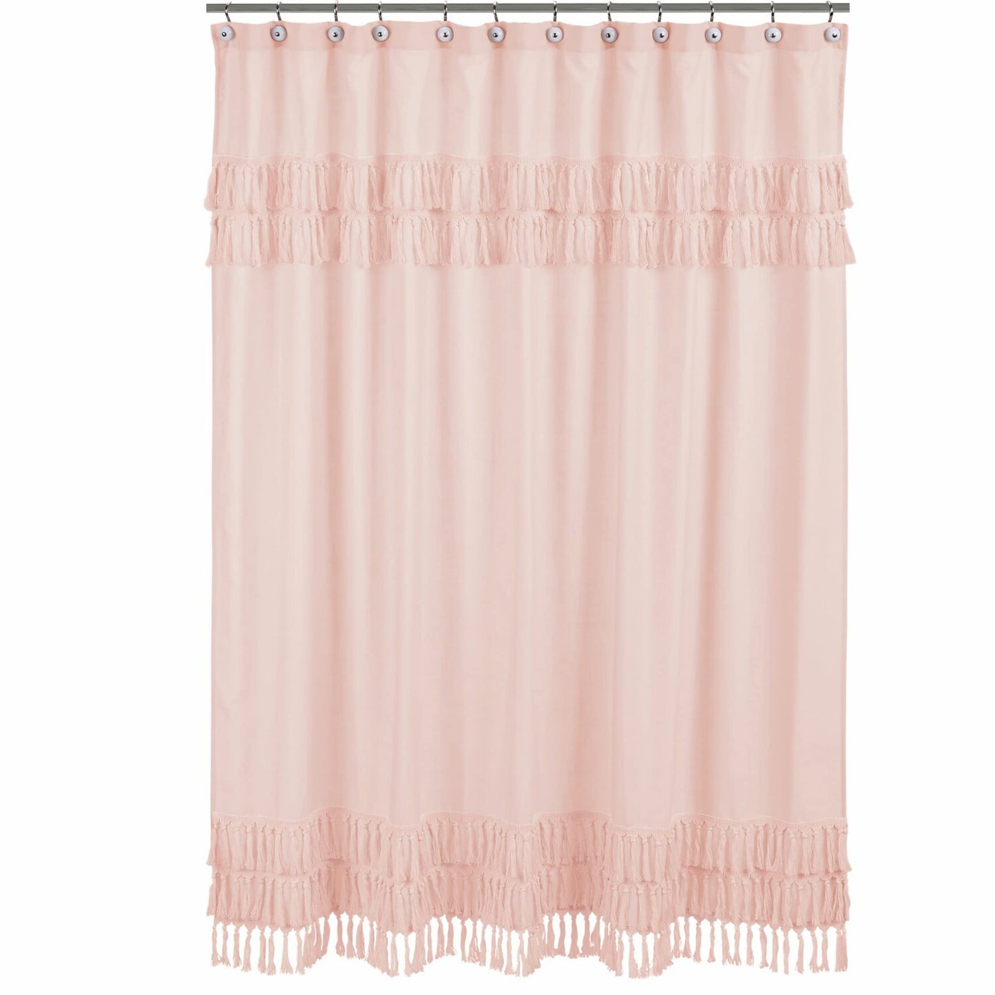 Pink Boho Bohemian Fabric Shower Curtain