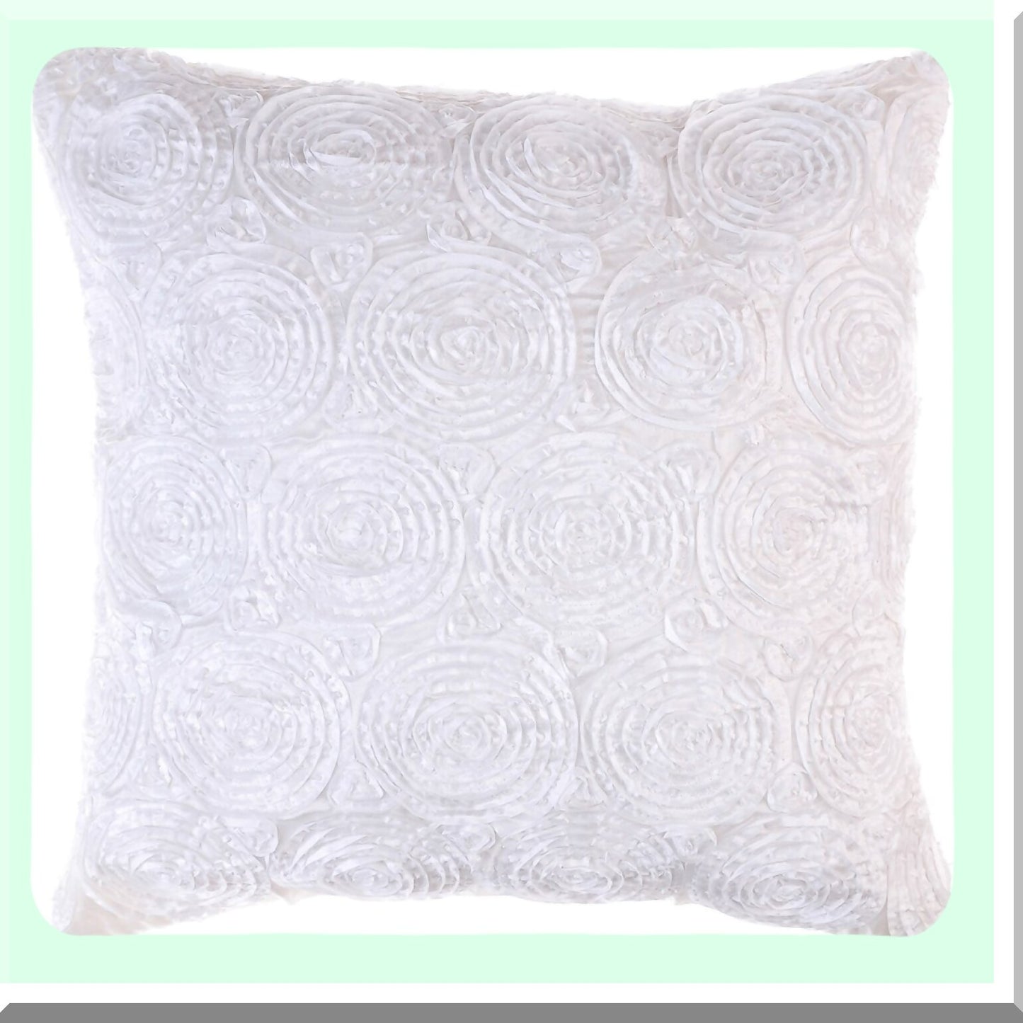 Floral Bouquet Decorative Throw Pillow Cover - Solid White 16x16 Inch (40x40 cm) - Sofa Couch Chair Bed - Back Zipper - Cushion Case