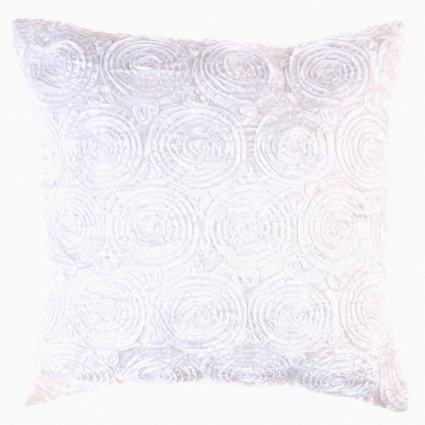 Floral Bouquet Decorative Throw Pillow Cover - Solid White 16x16 Inch (40x40 cm) - Sofa Couch Chair Bed - Back Zipper - Cushion Case
