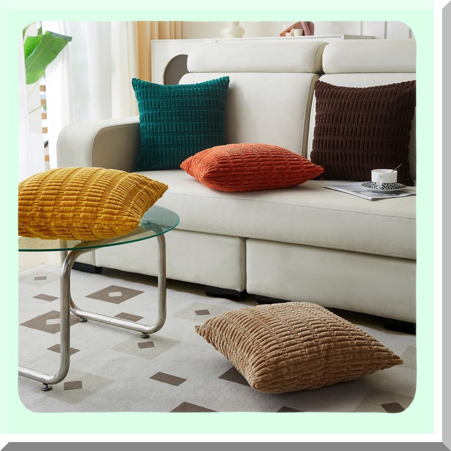 Dark Brown Corduroy Stripe Pillow Cover Set - 18x18 Inch Boho Cushion Cases for Couch, Sofa, Bed - Farmhouse Decorative Home Accent - Soft Square Throw Pillow Covers (2 Packs)