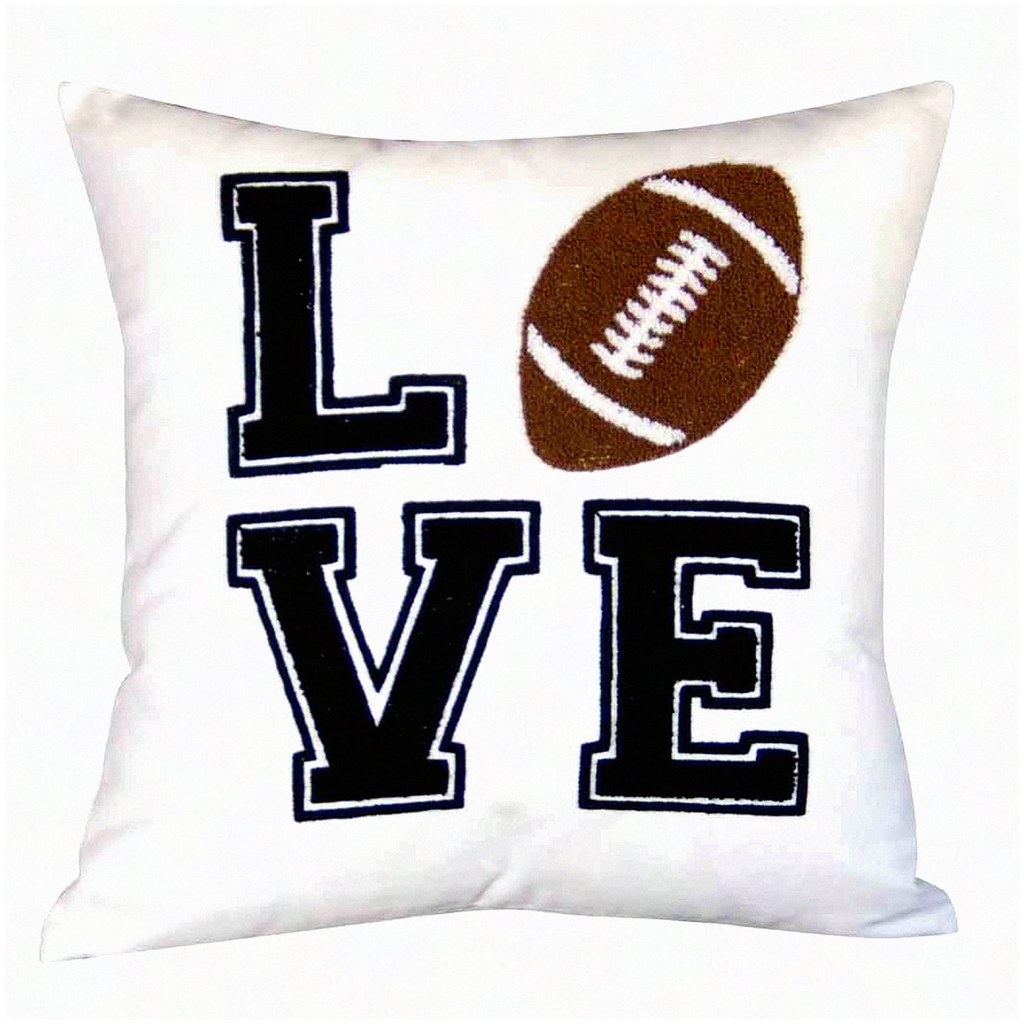 Gridiron Love Embroidered Football Throw Pillow Cover - Decorative 18x18 Inches - Sports Fan Home Decor - Cover Only - Touchdown Style