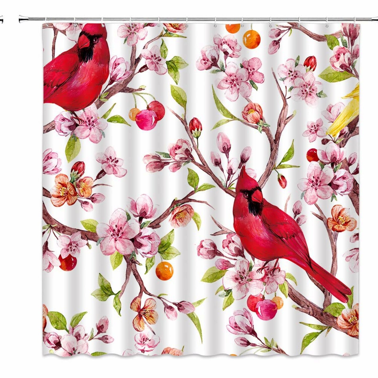Pink Floral Shower Curtain 70x70 with Hooks