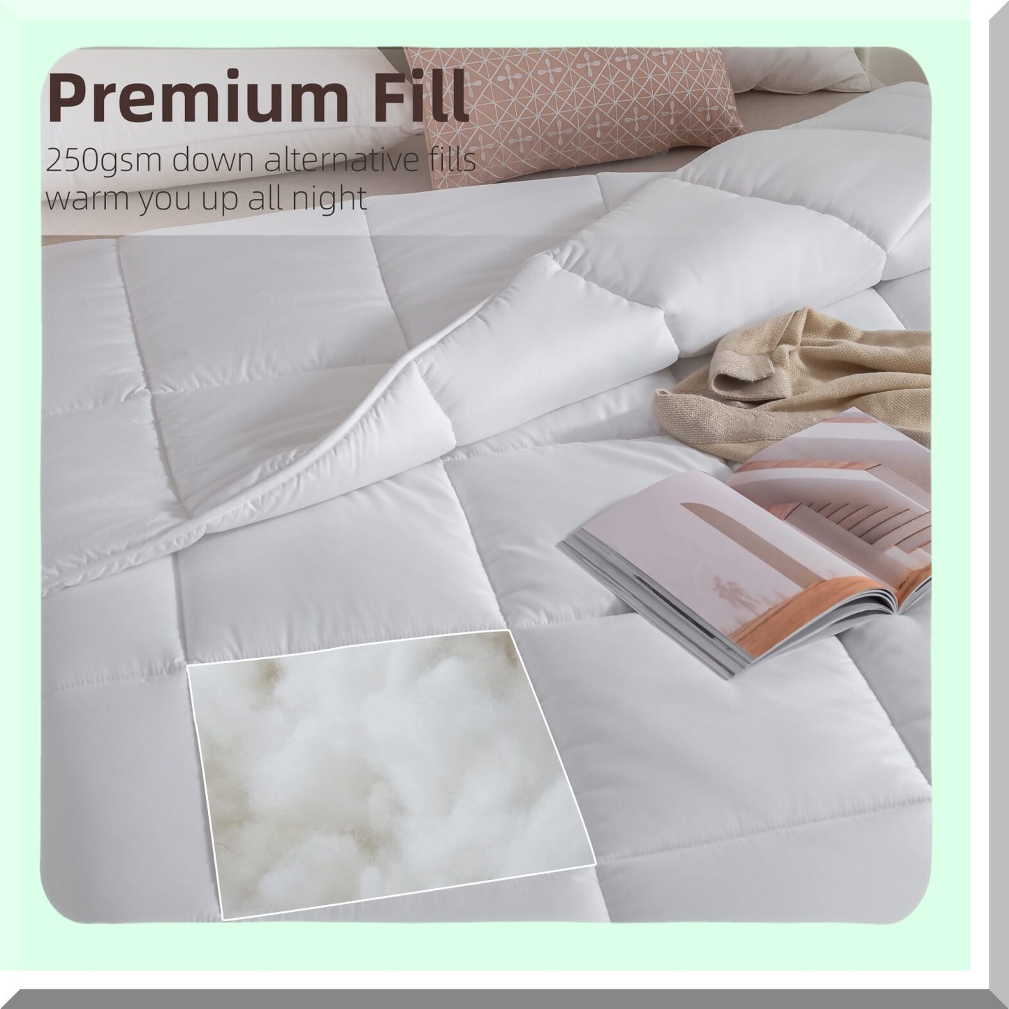 All Season Twin Size Quilted Comforter - Lightweight Down Alternative Duvet Insert with Brushed Microfiber Cover. Box-Stitch Design for Cozy Sleep.