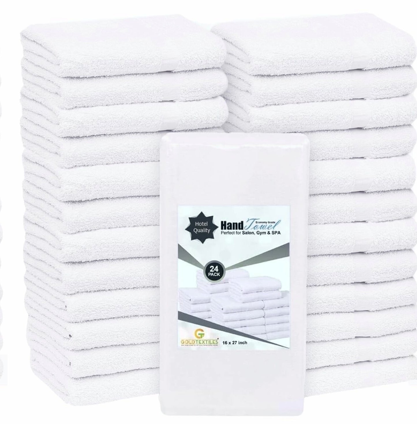 24 Pcs White 16x27 Inch Cotton Blend Hand Towels