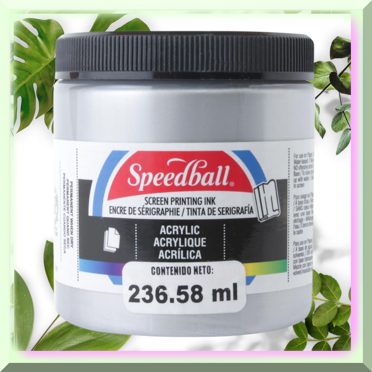 Silver Shimmer Acrylic Screen Printing Ink 8oz