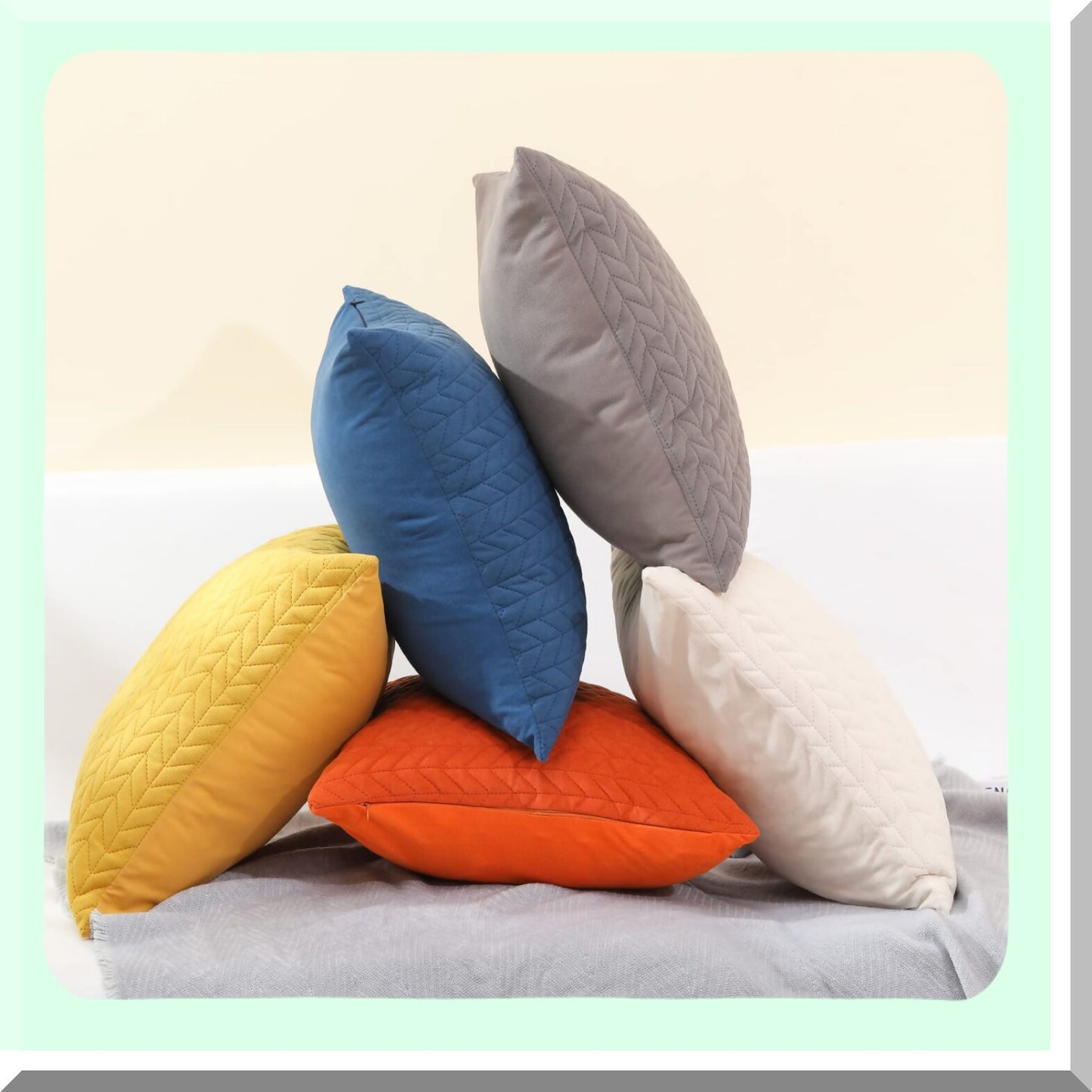 Farmhouse Chic Pillowcase Set - Soft Square Cushion Covers for Sofa & Bed - Decorative Throw Pillow Covers 20x20 Inch - Home Decor Bedroom