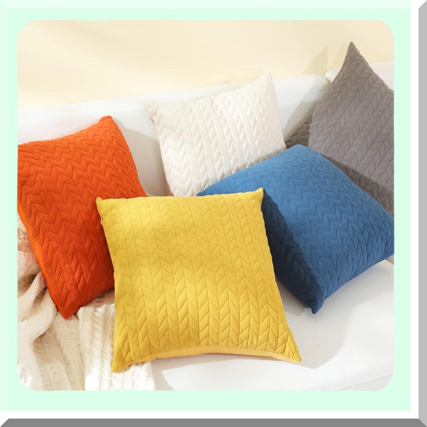 Farmhouse Chic Pillowcase Set - Soft Square Cushion Covers for Sofa & Bed - Decorative Throw Pillow Covers 20x20 Inch - Home Decor Bedroom