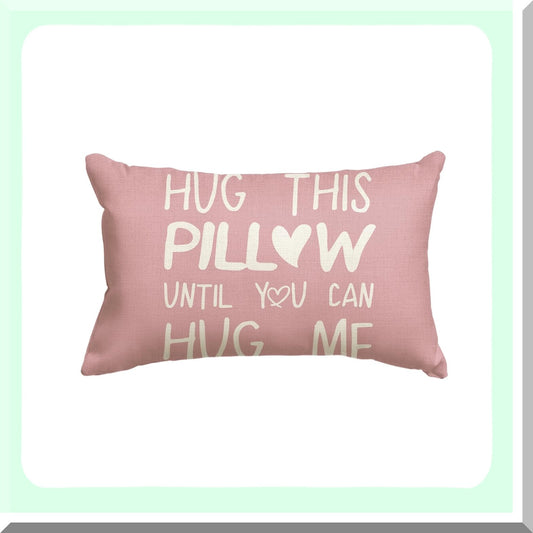 Love Nest Pink Throw Pillow Cover - Romantic Anniversary Wedding Cushion Case for Sofa Couch - 12 x 20 Inch Decorative Hug Me Pillow
