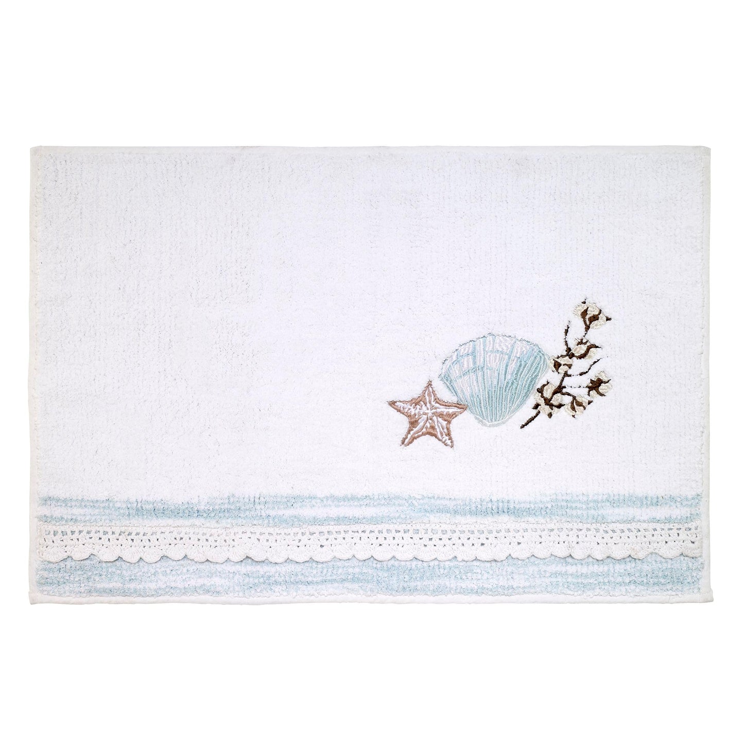 Farmhouse Shell Bathroom Rug 20x30 Cotton White