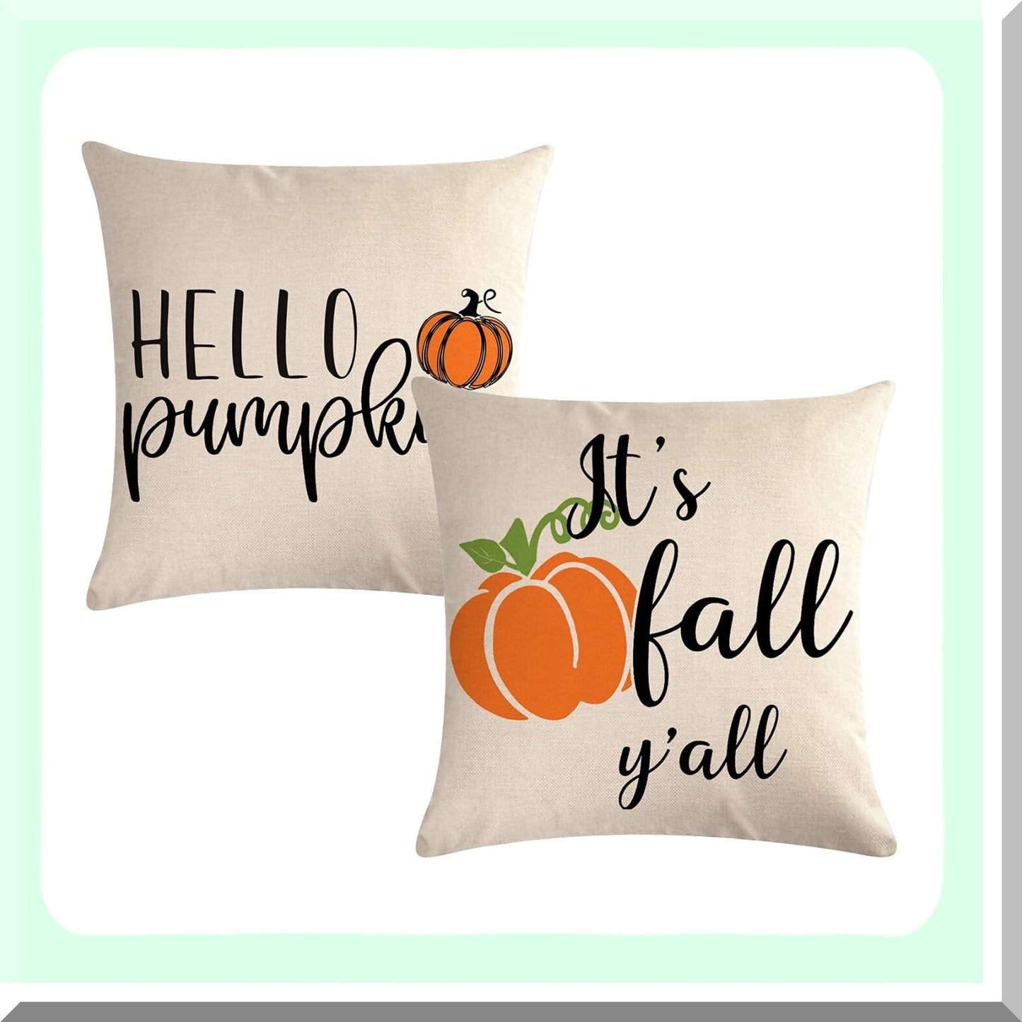 Fall Harvest Pumpkin Pillowcase Set - Autumn Farmhouse Decor Cushion Covers for Thanksgiving Sofa Bed - Hello Pumpkin Throw Pillow Covers 1818