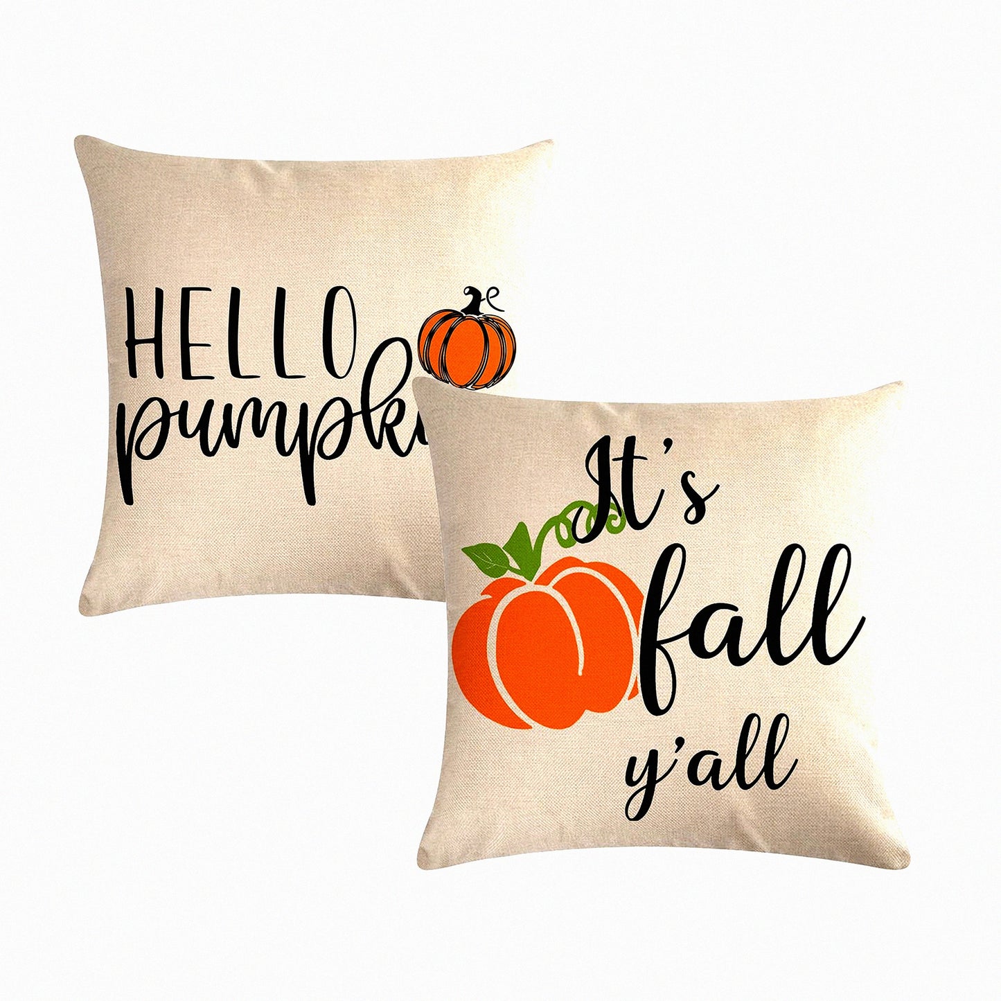 Fall Harvest Pumpkin Pillowcase Set - Autumn Farmhouse Decor Cushion Covers for Thanksgiving Sofa Bed - Hello Pumpkin Throw Pillow Covers 1818