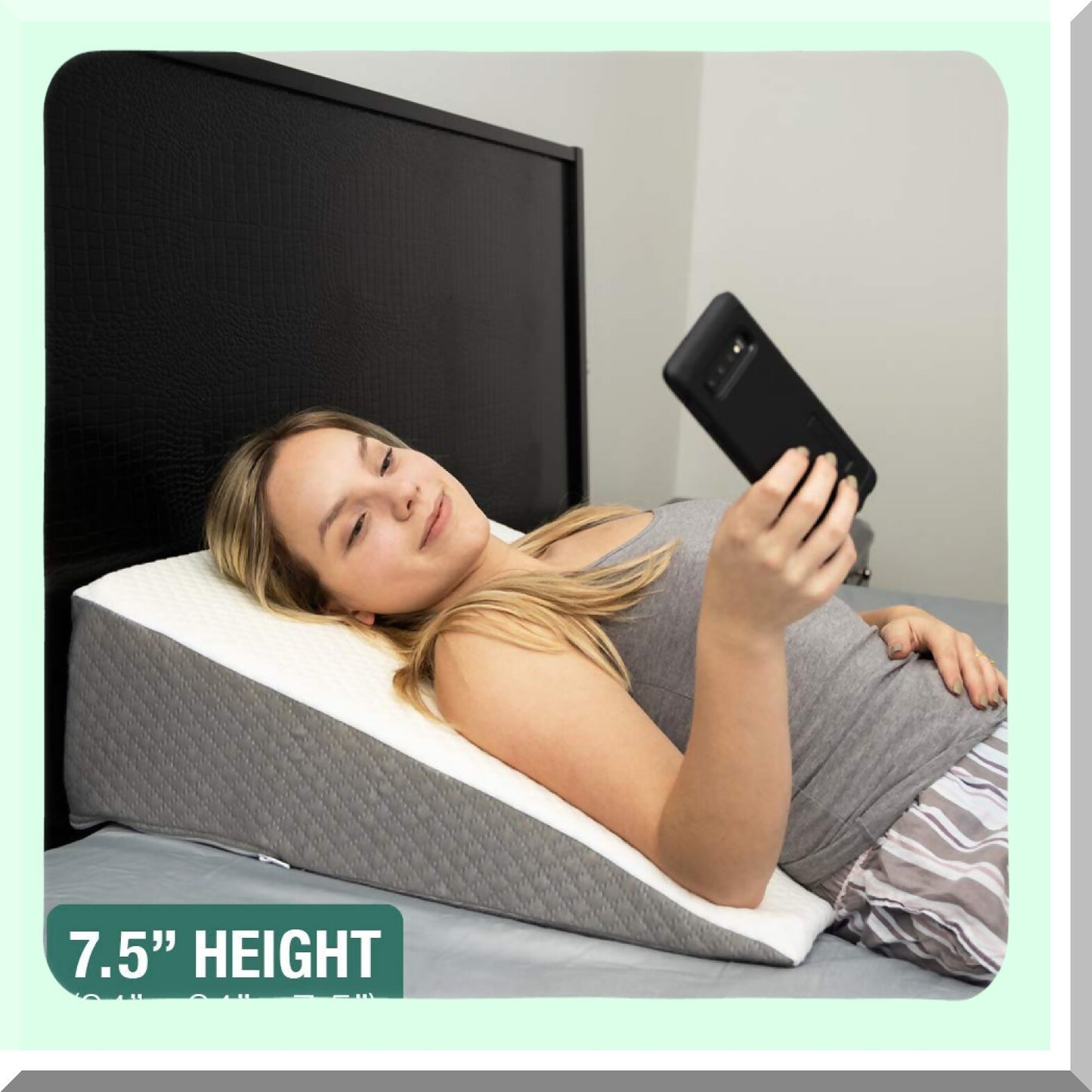 MemoryFoam Comfort Wedge Pillow - Chic Jacquard Cover for Sleeping, Acid Reflux, Heartburn & GERD Relief - Bed Wedge Support & Comfort