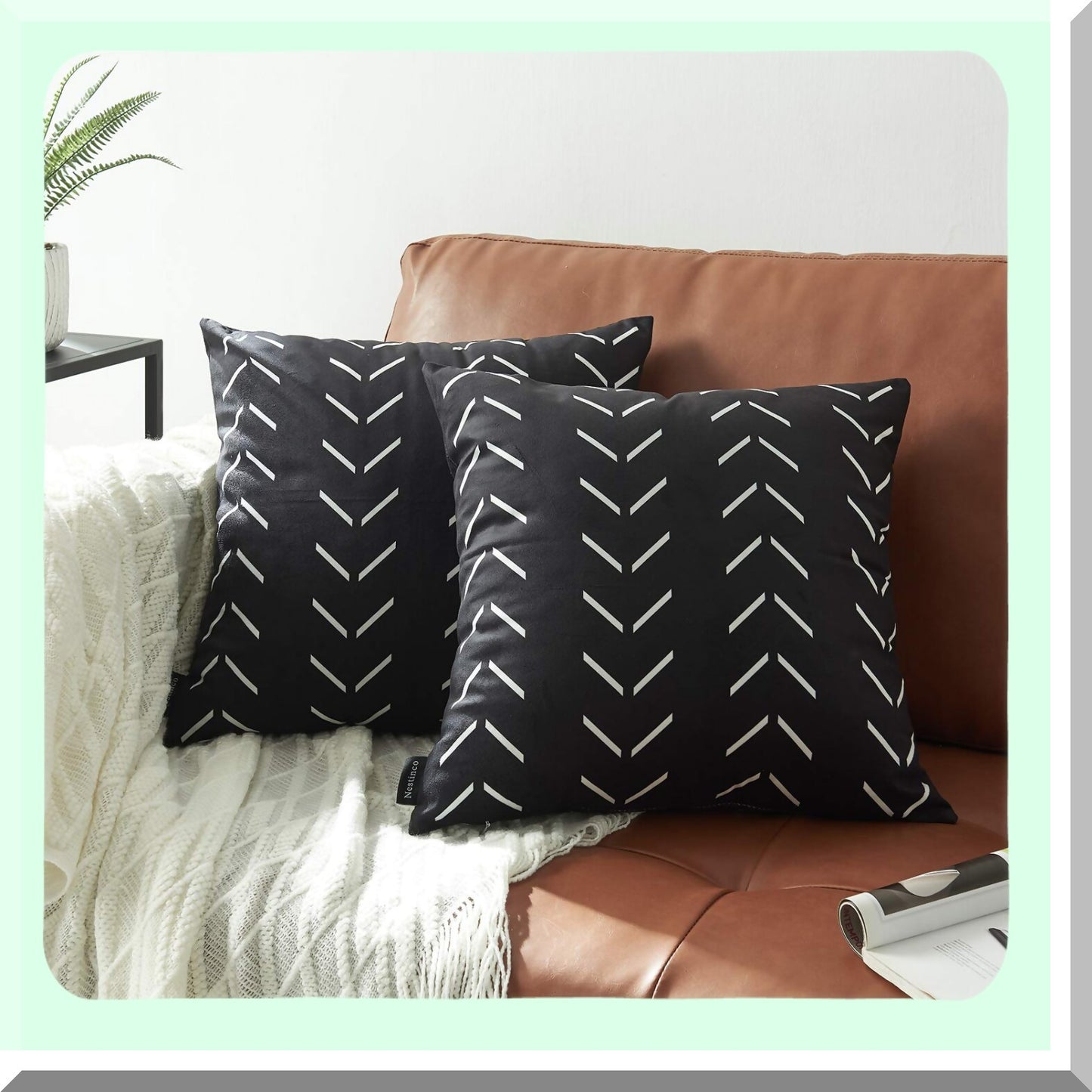 Boho Black Pillow Covers Set - 18x18 Inch Square Decorative Throw Pillow Covers for Sofa Couch Bed - Polyester Blend Home Decor Essentials