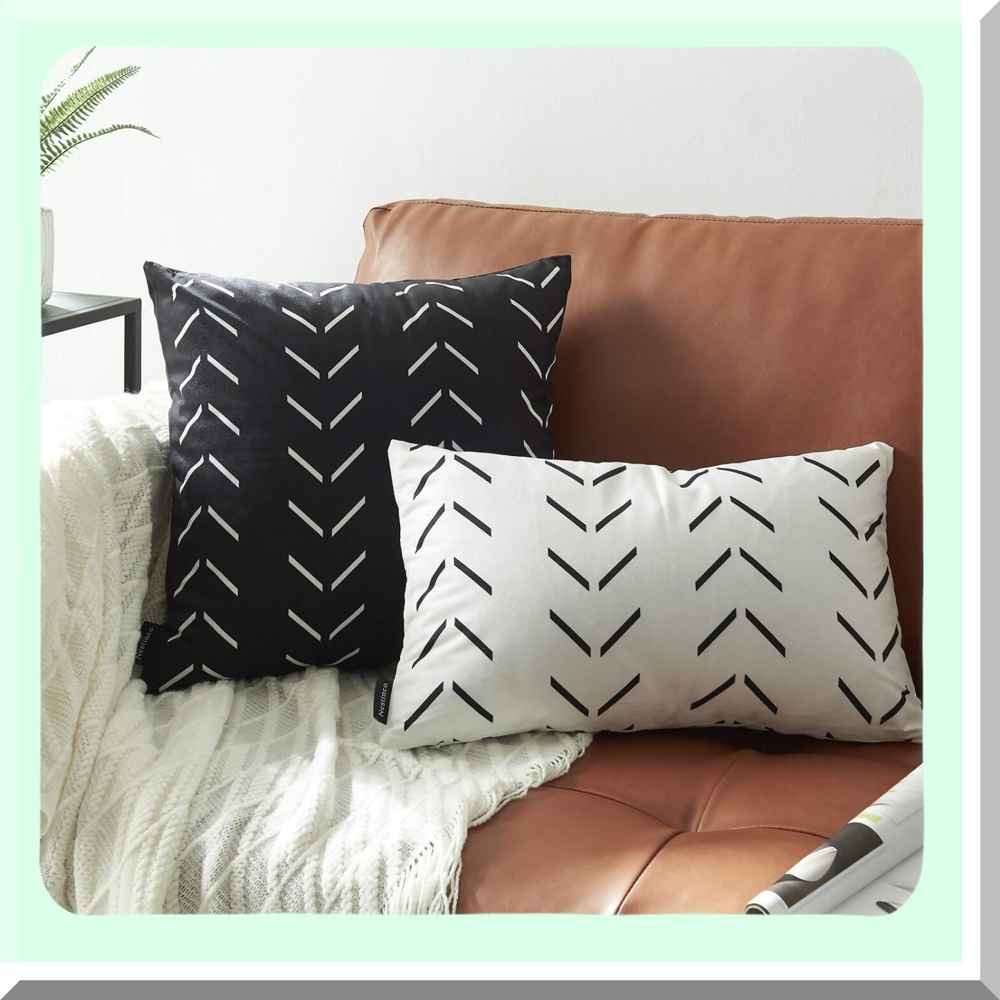 Boho Black Pillow Covers Set - 18x18 Inch Square Decorative Throw Pillow Covers for Sofa Couch Bed - Polyester Blend Home Decor Essentials