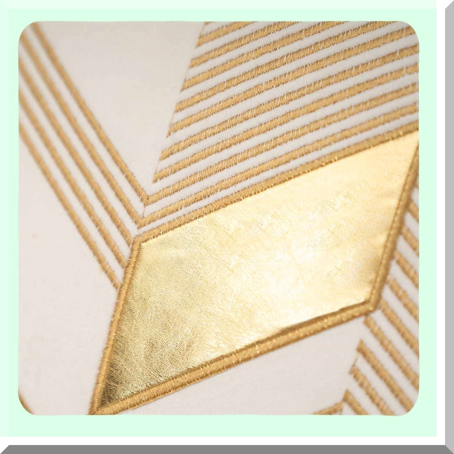 Gold Stripe Embroidered Geometric Cushion Covers - Set of 2 | Modern White Leather Throw Pillow Cases for Living Room, Bedroom, Car - 12x20 Inches