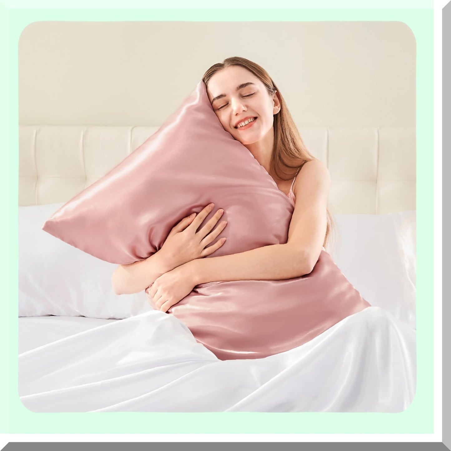 Luxury Silk Hair Pillowcase Set - Rose Pink Standard Size Pack of 4 - Super Soft Envelope Closure Cases 20x26 Inches - Haircare Essential for Beauty Sleep