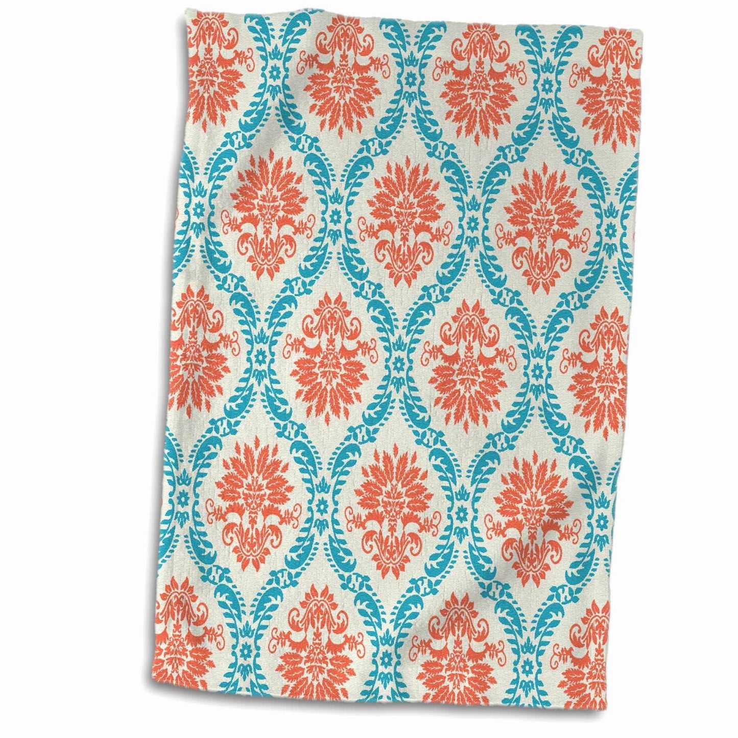 3D Damask Pattern Hand/Sports Towel 15x22 Orange Blue