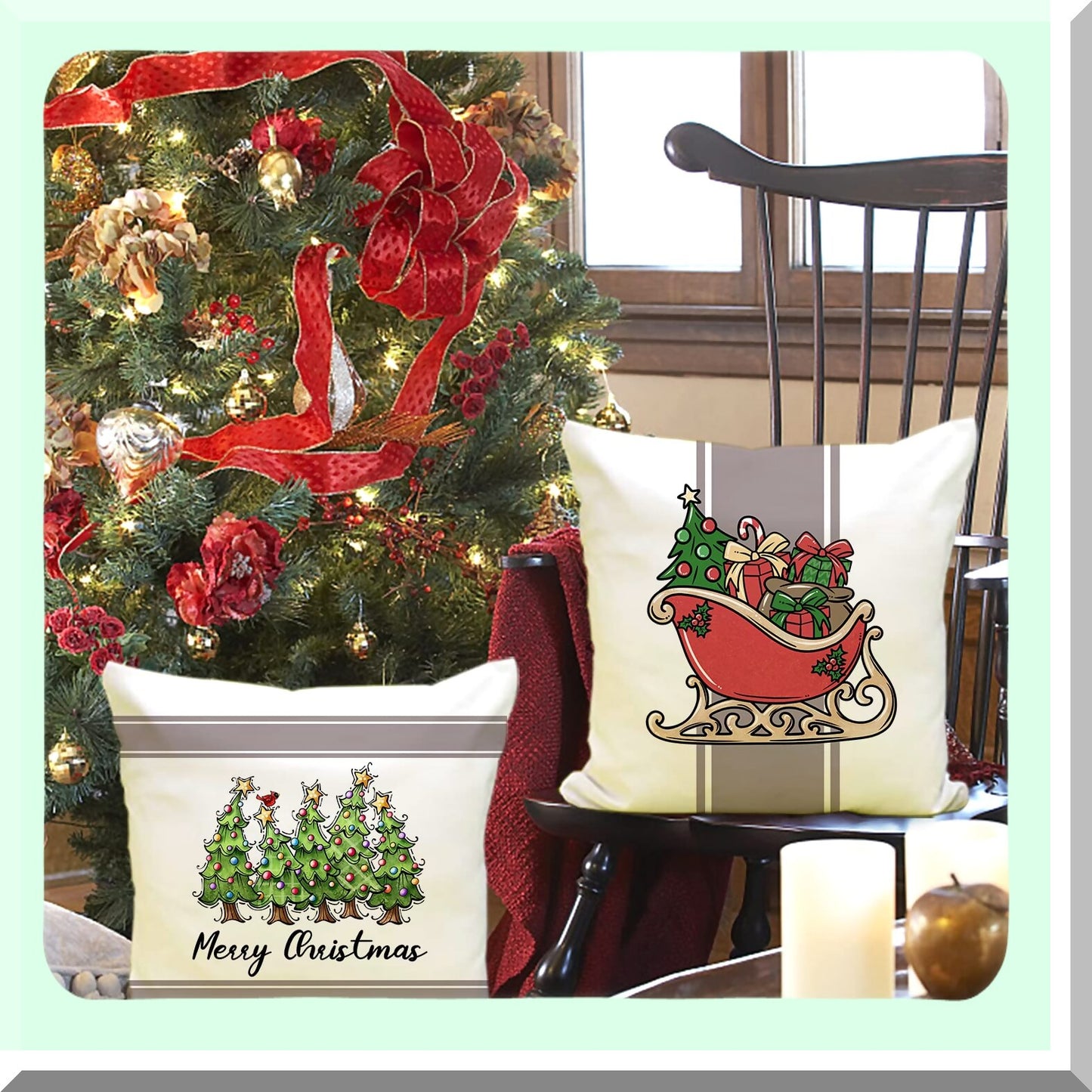 Winter Gnomes Holiday Pillow Covers Set - Festive 20x20 Sofa Decorations - Merry Coach Cushion Covers - Happy Home Decor - Pack of 4