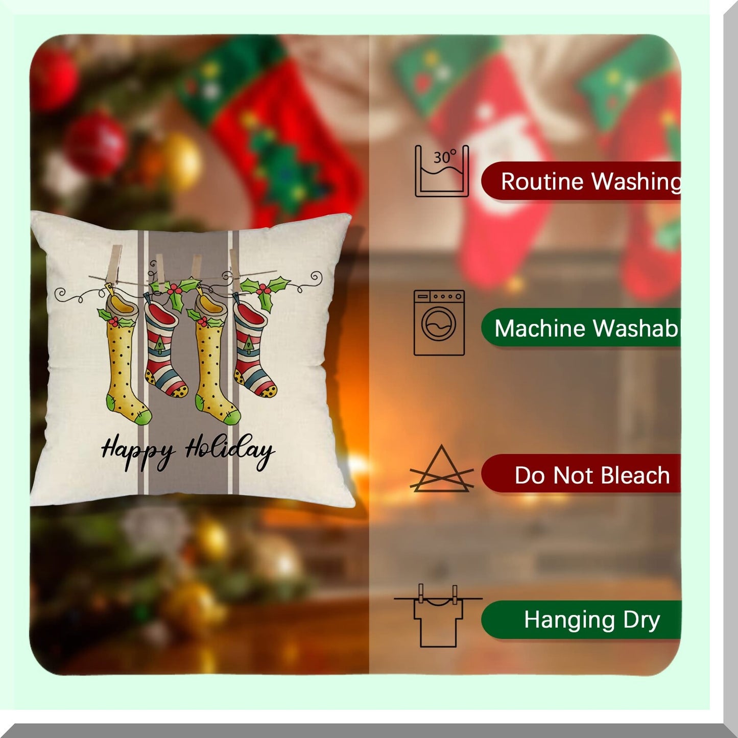 Winter Gnomes Holiday Pillow Covers Set - Festive 20x20 Sofa Decorations - Merry Coach Cushion Covers - Happy Home Decor - Pack of 4