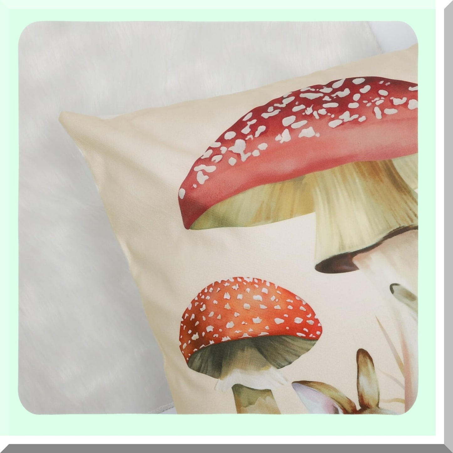 Woodland Critter Velvet Pillow Covers - Set of 4 | 18x18 Inch Rabbit Squirrel Decorative Cushion Cases for Couch Sofa Home Decor | Cute Mushroom Design