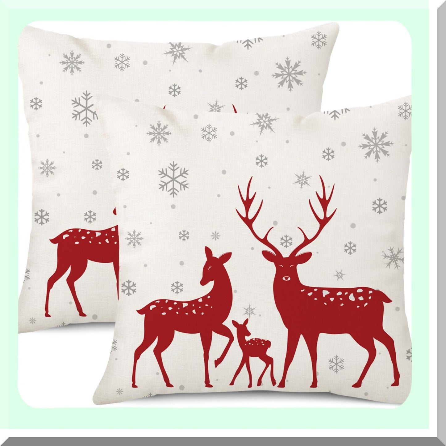 Red Elk Decorative Pillow Cover Set - 2 Pack Throw Pillow Covers for Home Decor Sofa Couch Chair Bed Bedroom Living Room - Top Quality Elk Design