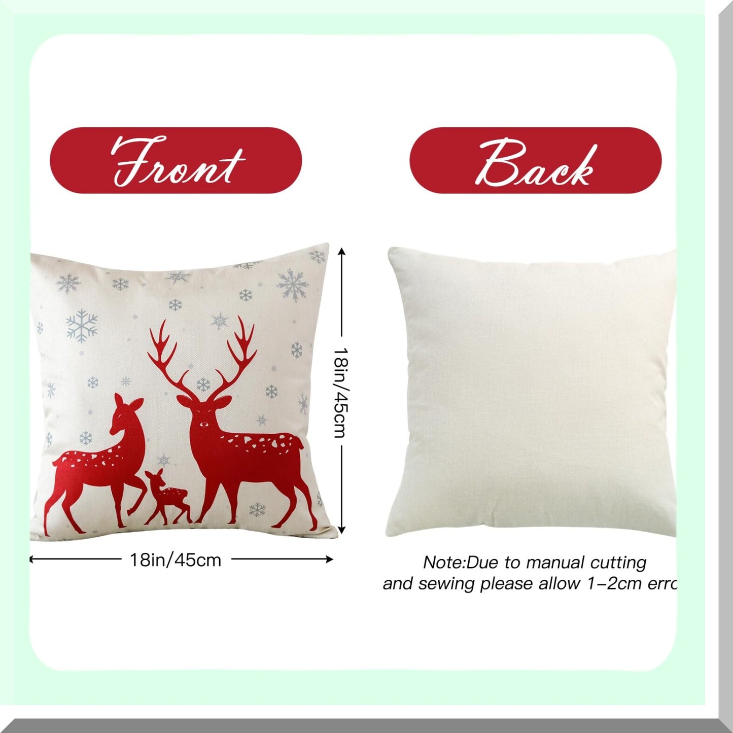 Red Elk Decorative Pillow Cover Set - 2 Pack Throw Pillow Covers for Home Decor Sofa Couch Chair Bed Bedroom Living Room - Top Quality Elk Design